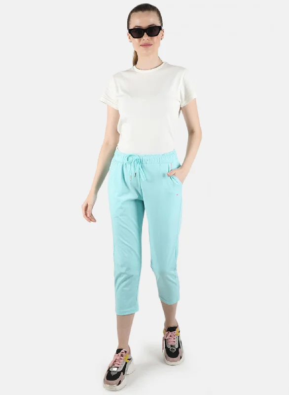 Women Blue Plain Capri