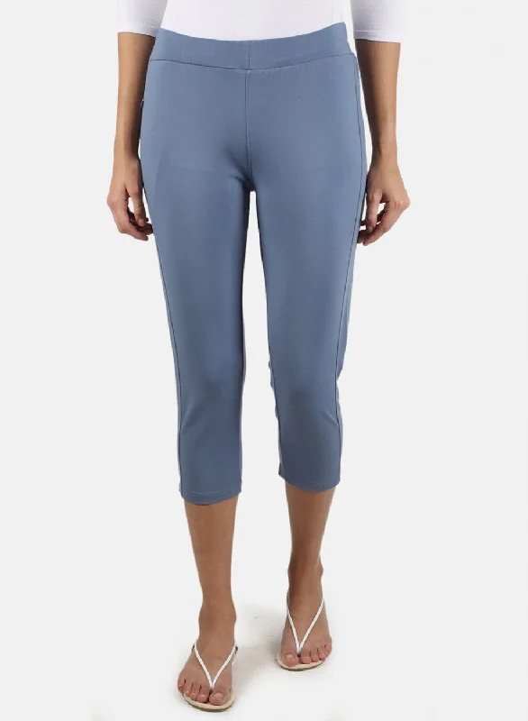 Women Grey Plain Capri