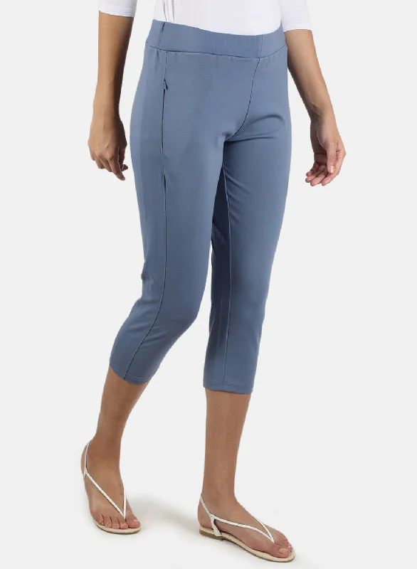 Women Grey Plain Capri