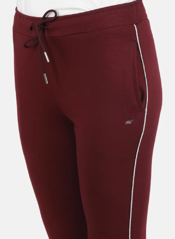 Women Maroon Solid Capri