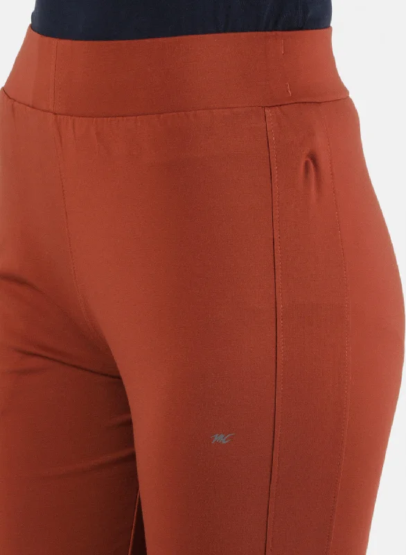 Women Orange Plain Capri