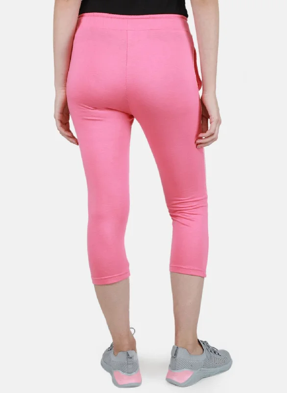 Women Pink Solid Capri