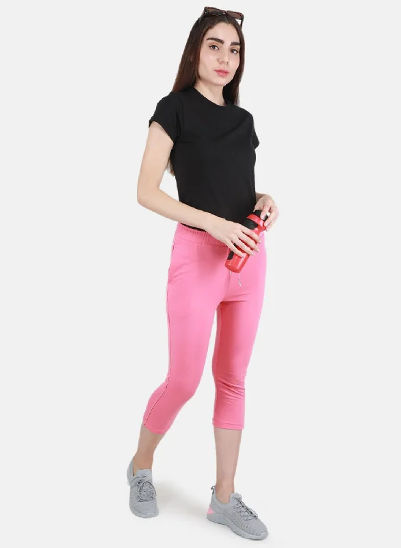 Women Pink Solid Capri