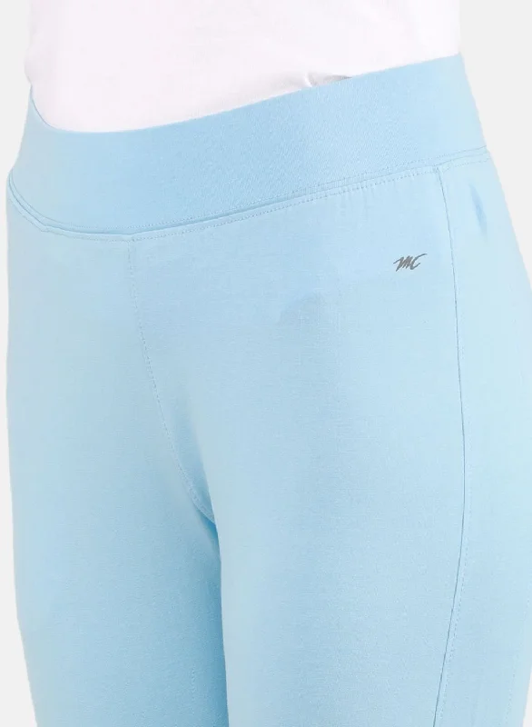 Women Sky Blue Solid Capri