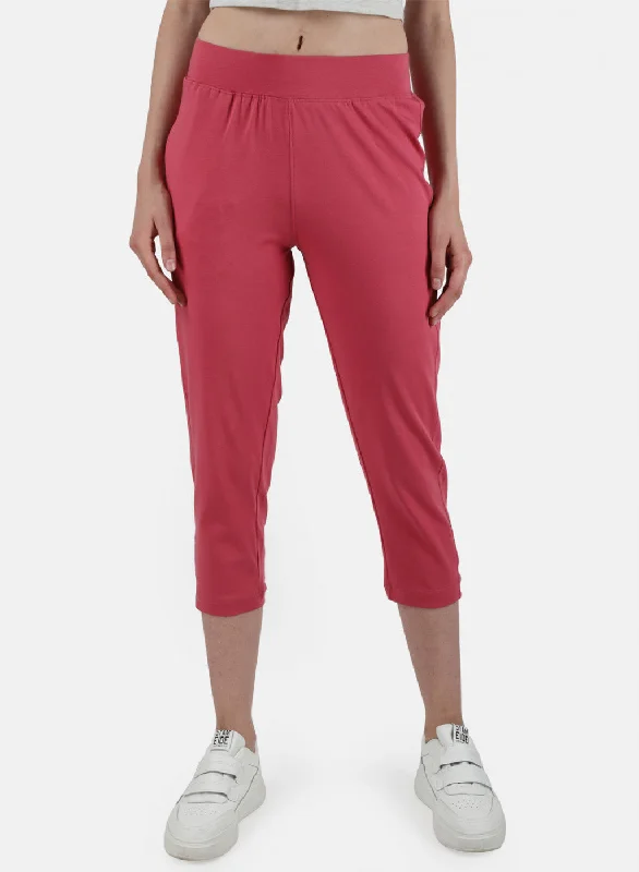 Womens Pink Regular Capri