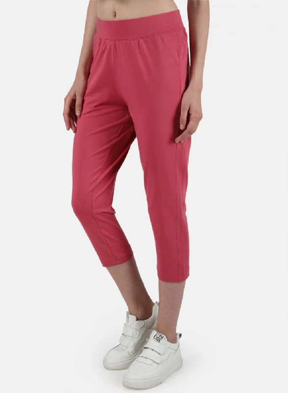 Womens Pink Regular Capri