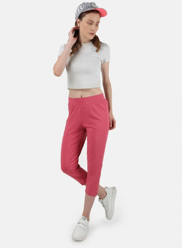 Womens Pink Regular Capri