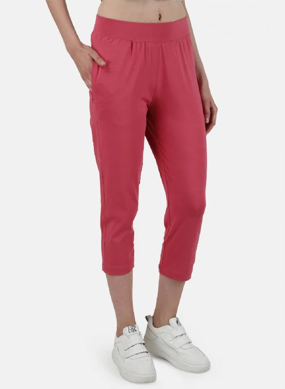 Womens Pink Regular Capri