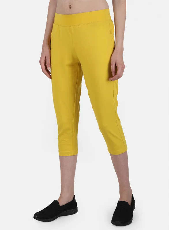 Womens Yellow Regular Capri