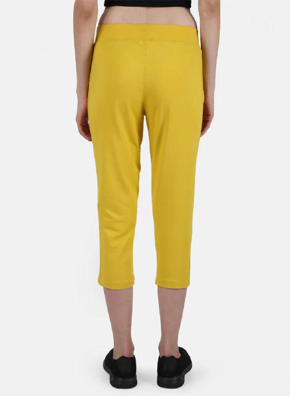 Womens Yellow Regular Capri