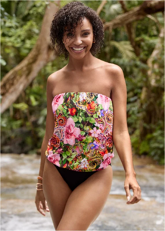 Blouson bandeau tankini top - Camille