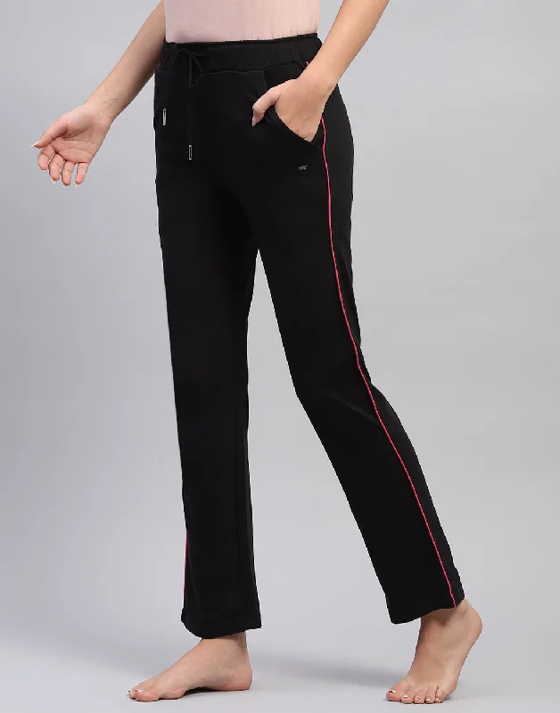 Women Black Solid Regular Fit Lower