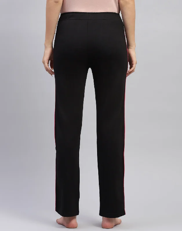 Women Black Solid Regular Fit Lower