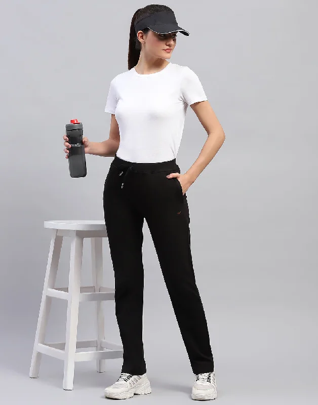 Women Black Solid Regular Fit Lower