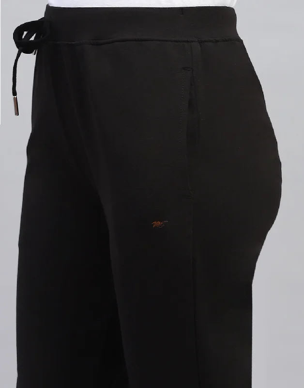 Women Black Solid Regular Fit Lower