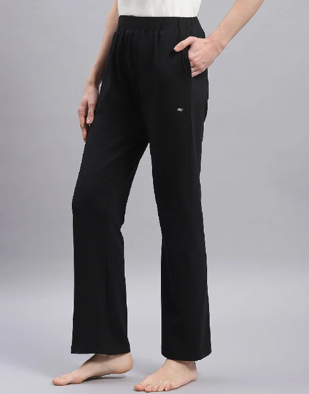 Women Black Solid Regular Fit Lower