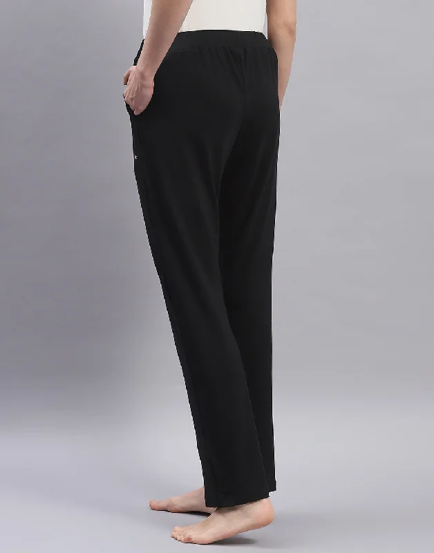 Women Black Solid Regular Fit Lower