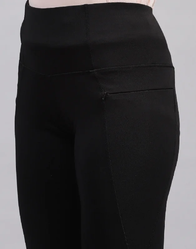 Women Black Solid Smart Fit Lower