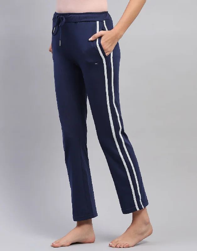 Women Blue Solid Regular Fit Lower