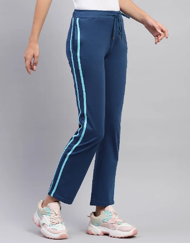 Women Blue Solid Regular Fit Lower