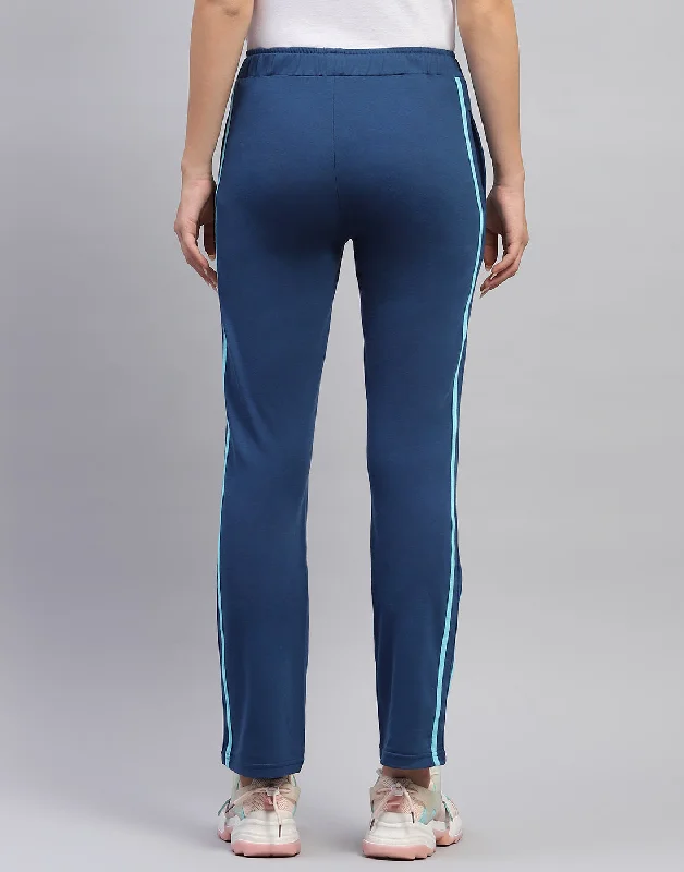 Women Blue Solid Regular Fit Lower