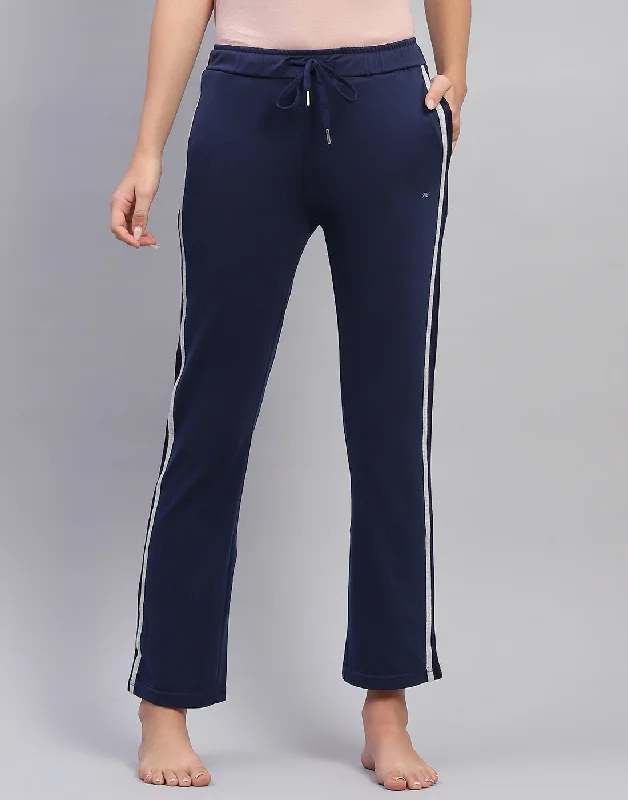 Women Blue Solid Regular Fit Lower