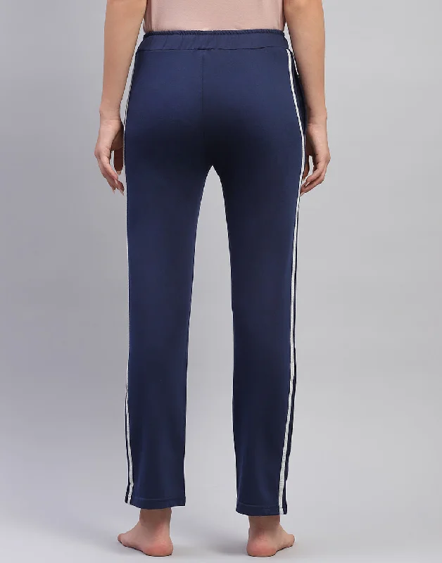 Women Blue Solid Regular Fit Lower