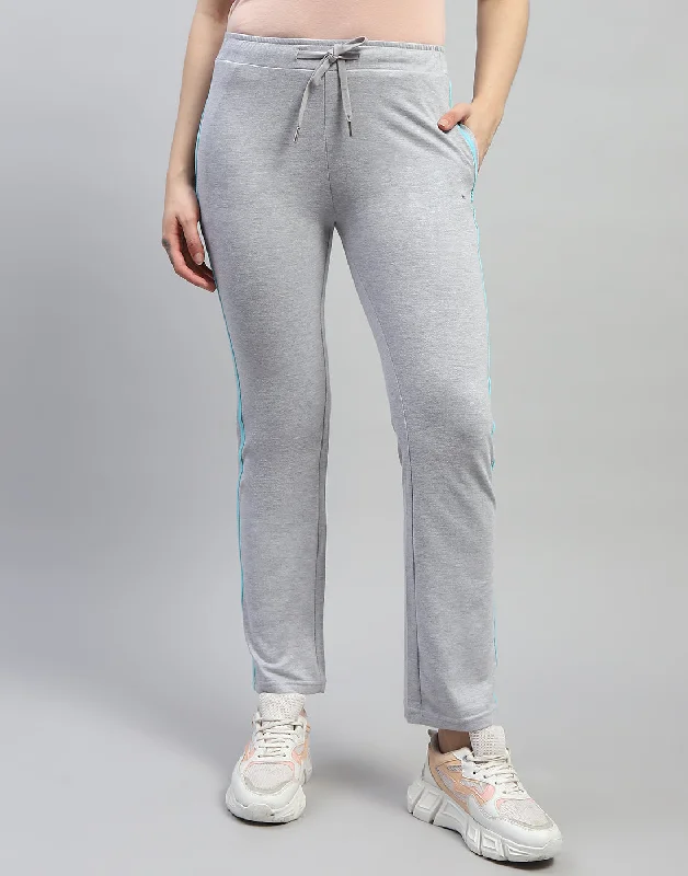 Women Grey Melange Solid Regular Fit Lower