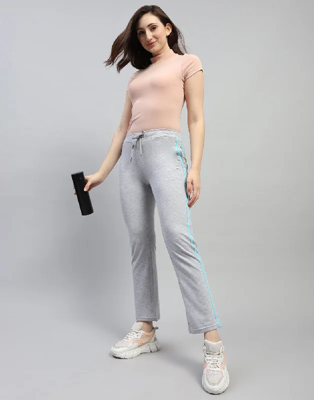 Women Grey Melange Solid Regular Fit Lower