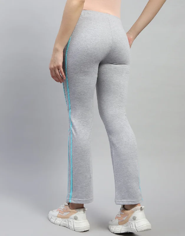 Women Grey Melange Solid Regular Fit Lower