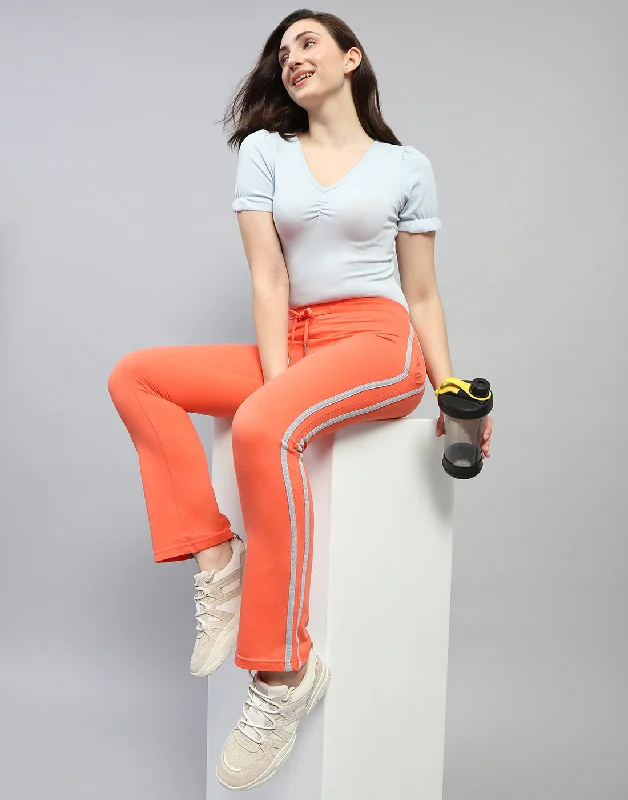 Women Orange Solid Regular Fit Lower